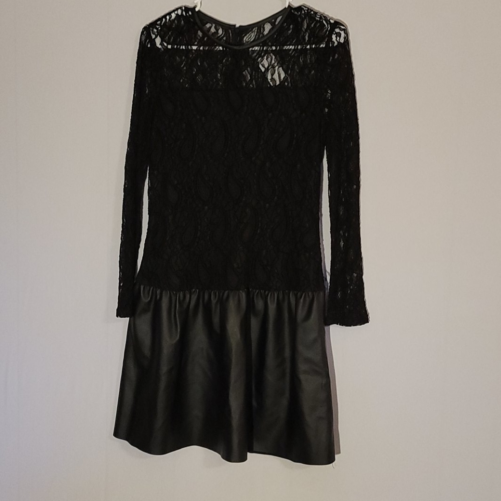 Leather & Lace Black Mini Dress